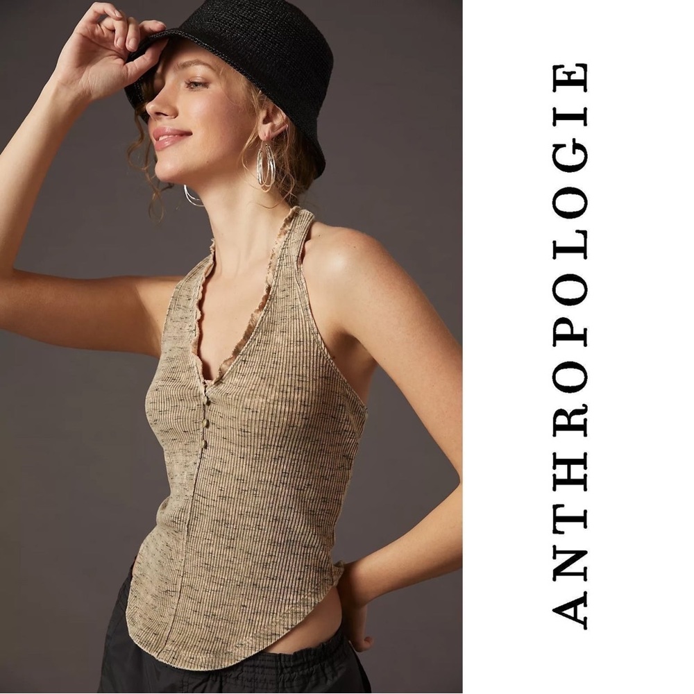 Anthropologie Pilcro Henley Halter Top